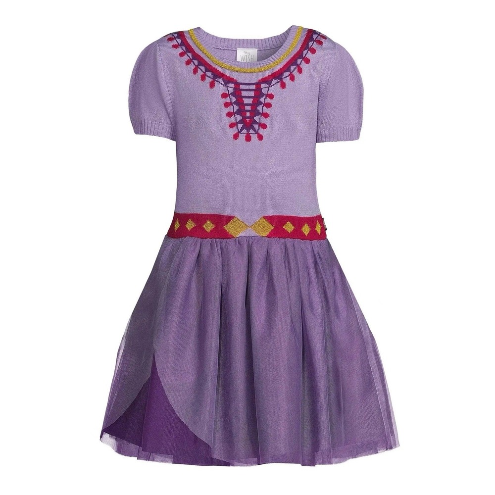 Disney Girls' Wish Cosplay Costume Purple Tulle Sweater Dress ASHA 3T